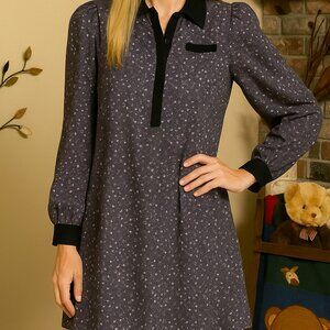 NWT I Heart Ronson sz XS gray floral shirt dress " Petal Pusher "